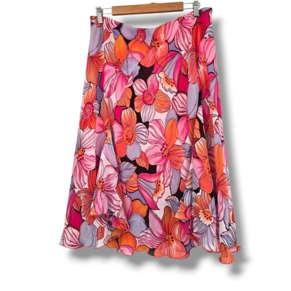 Giorgio Fiorlini Collection Floral Skirt Pink Orange‎ Purple Womens Size XL
